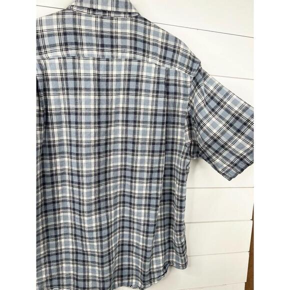 Duluth Trading Co Blue Plaid Short Sleeve Button-Up Collared Shirt Size L Hemp - Picture 6 of 10